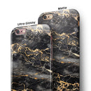 Black and Gold Marble Surface iPhone 6/6s or 6/6s Plus 2-Piece Hybrid INK-Fuzed Case