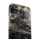 Black and Gold Marble Surface iPhone 6/6s or 6/6s Plus 2-Piece Hybrid INK-Fuzed Case