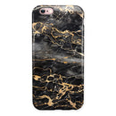 Black and Gold Marble Surface iPhone 6/6s or 6/6s Plus 2-Piece Hybrid INK-Fuzed Case