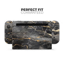 Black and Gold Marble Surface // Skin Decal Wrap Kit for Nintendo Switch Console & Dock, Joy-Cons, Pro Controller, Lite, 3DS XL, 2DS XL, DSi, or Wii - Vinyl Skin Wrap for Nintendo Switch 2, OLED, Lite, Pro Controller, Wii & Classic Handhelds