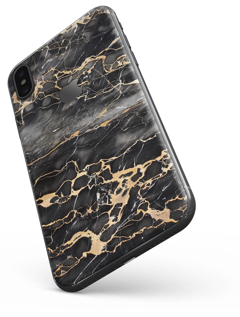 Black and Gold Marble Surface - iPhone X Skin-Kit
