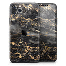 Black and Gold Marble Surface  - Protective Skin Wrap & Decal – Compatible with iPhone SE to iPhone 17 Pro Max (All Models)