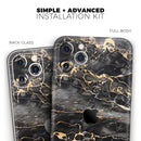 Black and Gold Marble Surface  - Protective Skin Wrap & Decal – Compatible with iPhone SE to iPhone 17 Pro Max (All Models)