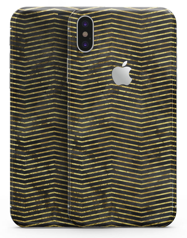 Black and Gold Watercolor Chevron - iPhone X Skin-Kit