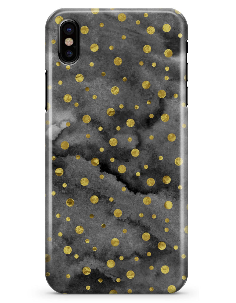 Black and Gold Watercolor Polka Dots - iPhone X Clipit Case