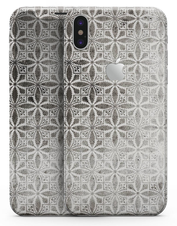 Black and Gray Floral Cross Pattern - iPhone X Skin-Kit