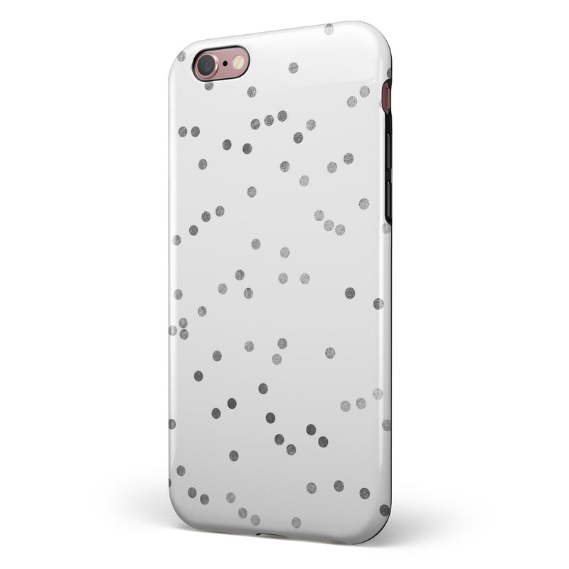 Black and Gray Scattered Polka Dots  iPhone 6/6s or 6/6s Plus 2-Piece Hybrid INK-Fuzed Case