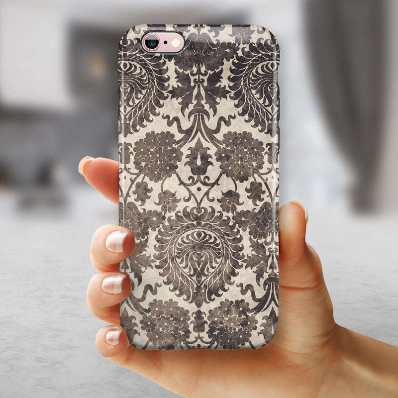 Black and Neutral Decadence Pattern iPhone 6/6s or 6/6s Plus 2-Piece Hybrid INK-Fuzed Case