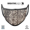 Black and Neutral Decadence Pattern - Made in USA Mouth Cover Unisex Anti-Dust Cotton Blend Reusable & Washable Face Mask with Adjustable Sizing for Adult or Child