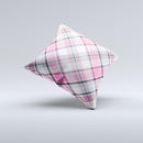 Black and Pink Layered Plaid V5 ink-Fuzed Decorative Throw Pillow