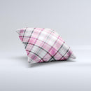 Black and Pink Layered Plaid V5 ink-Fuzed Decorative Throw Pillow