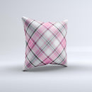 Black and Pink Layered Plaid V5 ink-Fuzed Decorative Throw Pillow