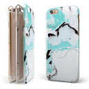Black and Teal Textured Marble iPhone 6/6s or 6/6s Plus 2-Piece Hybrid INK-Fuzed Case