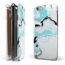 Black and Teal Textured Marble iPhone 6/6s or 6/6s Plus 2-Piece Hybrid INK-Fuzed Case