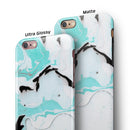 Black and Teal Textured Marble iPhone 6/6s or 6/6s Plus 2-Piece Hybrid INK-Fuzed Case