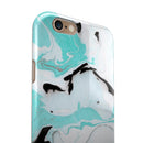 Black and Teal Textured Marble iPhone 6/6s or 6/6s Plus 2-Piece Hybrid INK-Fuzed Case