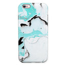 Black and Teal Textured Marble iPhone 6/6s or 6/6s Plus 2-Piece Hybrid INK-Fuzed Case