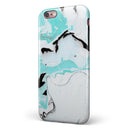 Black and Teal Textured Marble iPhone 6/6s or 6/6s Plus 2-Piece Hybrid INK-Fuzed Case
