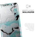 Black and Teal Textured Marble 2  - Protective Skin Wrap & Decal – Compatible with iPhone SE to iPhone 17 Pro Max (All Models)