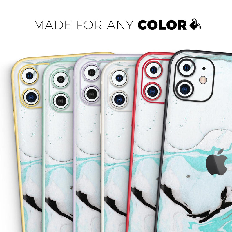 Black and Teal Textured Marble 2  - Protective Skin Wrap & Decal – Compatible with iPhone SE to iPhone 17 Pro Max (All Models)