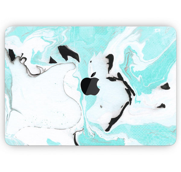 Black and Teal Textured Marble - Skin Decal Wrap Kit Compatible with the Apple MacBook Pro, Pro with Touch Bar or Air (11", 12", 13", 15" & 16" - All Versions Available)