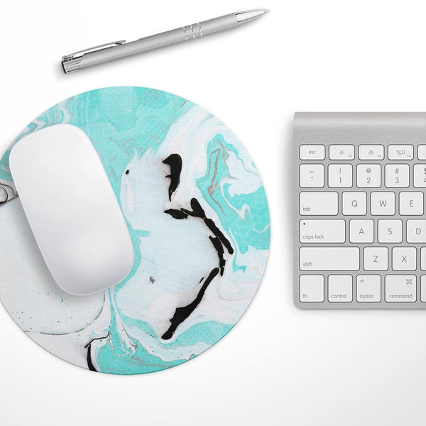 Black and Teal Textured Marble// WaterProof Rubber Foam Backed Anti-Slip Mouse Pad for Home Work Office or Gaming Computer Desk