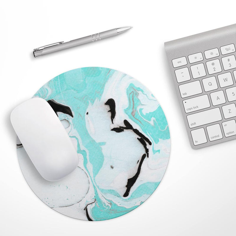 Black and Teal Textured Marble// WaterProof Rubber Foam Backed Anti-Slip Mouse Pad for Home Work Office or Gaming Computer Desk