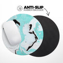 Black and Teal Textured Marble// WaterProof Rubber Foam Backed Anti-Slip Mouse Pad for Home Work Office or Gaming Computer Desk