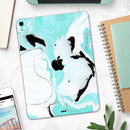 Black and Teal Textured Marble - Full Body Skin Decal for the Apple iPad Pro 12.9", 11", 10.5", 9.7", Air or Mini (All Models Available)