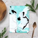 Black and Teal Textured Marble - Full Body Skin Decal for the Apple iPad Pro 12.9", 11", 10.5", 9.7", Air or Mini (All Models Available)