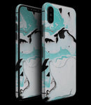 Black and Teal Textured Marble - iPhone XS MAX, XS/X, 8/8+, 7/7+, 5/5S/SE Skin-Kit (All iPhones Available)
