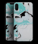 Black and Teal Textured Marble - iPhone XS MAX, XS/X, 8/8+, 7/7+, 5/5S/SE Skin-Kit (All iPhones Available)