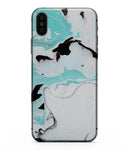 Black and Teal Textured Marble - iPhone XS MAX, XS/X, 8/8+, 7/7+, 5/5S/SE Skin-Kit (All iPhones Available)