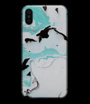 Black and Teal Textured Marble - iPhone XS MAX, XS/X, 8/8+, 7/7+, 5/5S/SE Skin-Kit (All iPhones Available)