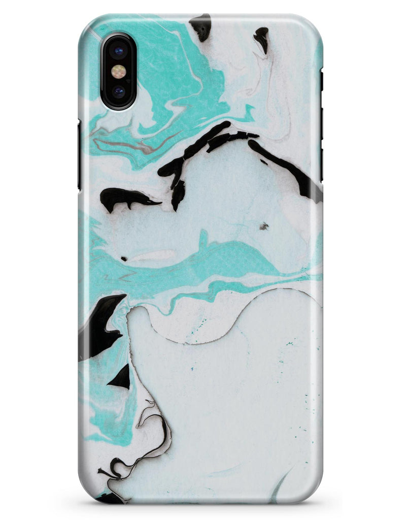 Black and Teal Textured Marble - iPhone X Clipit Case