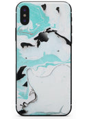 Black and Teal Textured Marble - iPhone X Skin-Kit