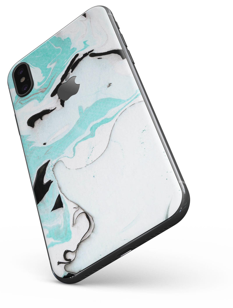 Black and Teal Textured Marble - iPhone X Skin-Kit