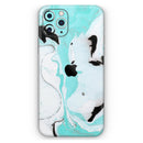 Black and Teal Textured Marble - Skin-Kit compatible with the Apple iPhone 13, 13 Pro Max, 13 Mini, 13 Pro, iPhone 12, iPhone 11 (All iPhones Available)