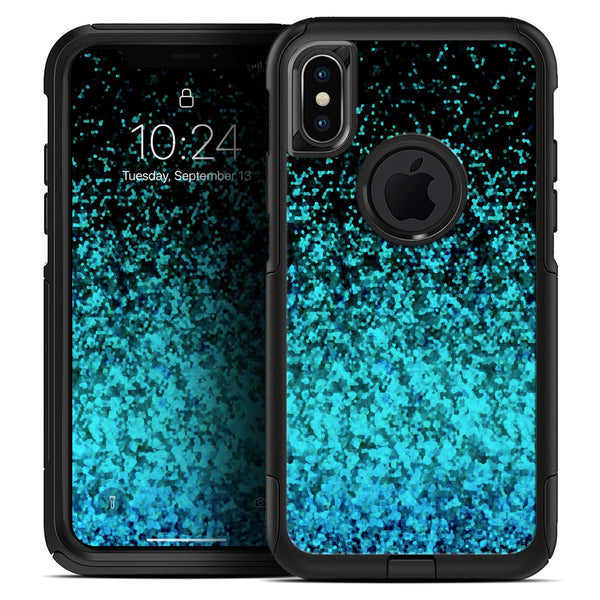 Black and Turquoise Unfocused Sparkle Print - Skin Kit for the iPhone OtterBox Cases