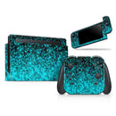 Black and Turquoise Unfocused Sparkle Print // Skin Decal Wrap Kit for Nintendo Switch Console & Dock, Joy-Cons, Pro Controller, Lite, 3DS XL, 2DS XL, DSi, or Wii - Vinyl Skin Wrap for Nintendo Switch 2, OLED, Lite, Pro Controller, Wii & Classic Handhelds
