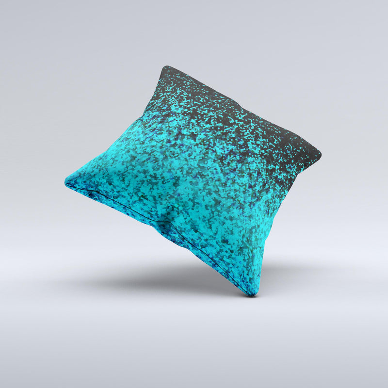 Black and Turquoise Unfocused Sparkle Print Ink-Fuzed Decorative Throw Pillow