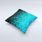 Black and Turquoise Unfocused Sparkle Print Ink-Fuzed Decorative Throw Pillow