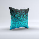 Black and Turquoise Unfocused Sparkle Print Ink-Fuzed Decorative Throw Pillow