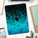 Black and Turquoise Unfocused Sparkle Print - Full Body Skin Decal for the Apple iPad Pro 12.9", 11", 10.5", 9.7", Air or Mini (All Models Available)