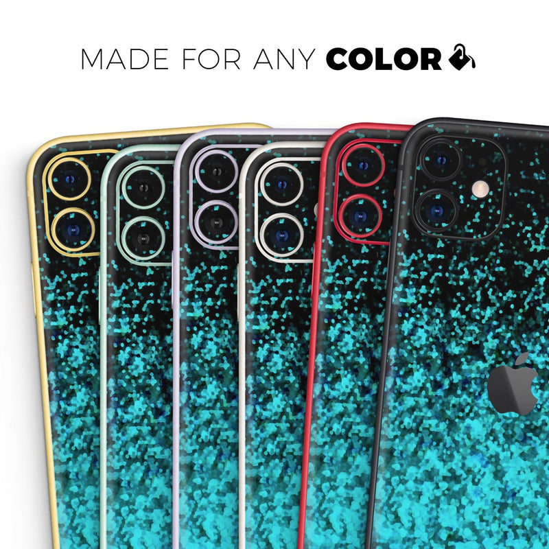 Black and Turquoise Unfocused Sparkle Print - Skin-Kit compatible with the Apple iPhone 13, 13 Pro Max, 13 Mini, 13 Pro, iPhone 12, iPhone 11 (All iPhones Available)