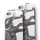 Black and White Aztec Ethnic Elephant iPhone 6/6s or 6/6s Plus 2-Piece Hybrid INK-Fuzed Case