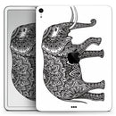 Black and White Aztec Ethnic Elephant - Full Body Skin Decal for the Apple iPad Pro 12.9", 11", 10.5", 9.7", Air or Mini (All Models Available)