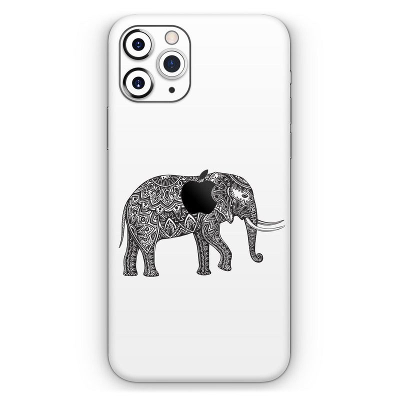 Black and White Aztec Ethnic Elephant  - Protective Skin Wrap & Decal – Compatible with iPhone SE to iPhone 17 Pro Max (All Models)