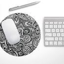 Black and White Aztec Paisley// WaterProof Rubber Foam Backed Anti-Slip Mouse Pad for Home Work Office or Gaming Computer Desk