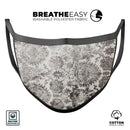 Black and White Cauliflower Damask Pattern - Made in USA Mouth Cover Unisex Anti-Dust Cotton Blend Reusable & Washable Face Mask with Adjustable Sizing for Adult or Child